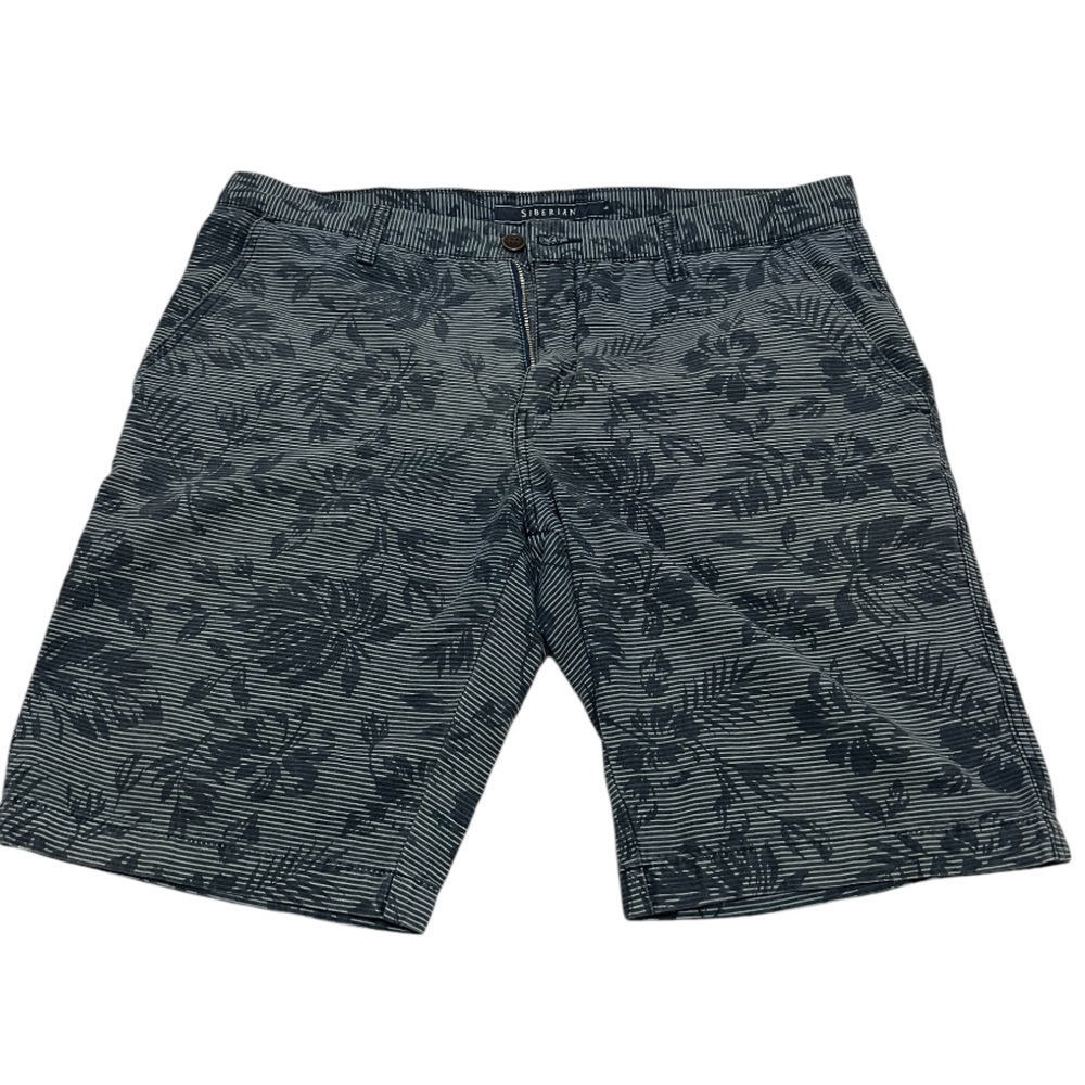 Siberian Men’s Floral Print Casual Shorts Gray Striped Size 46